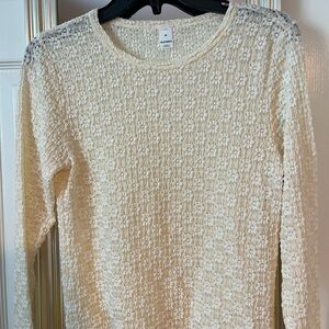Old Navy Cream Open-Knit Long Sleeve Top